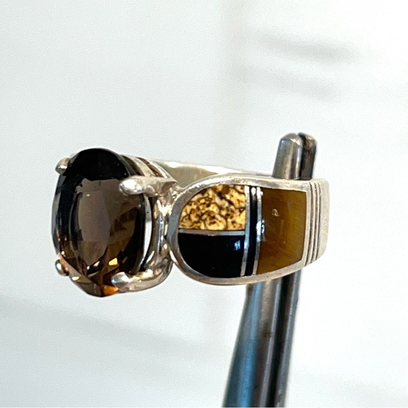 161. David Rosales designer artisan 925 Sterling Smokey Topaz ring size 7 3/4 - Picture 8 of 12
